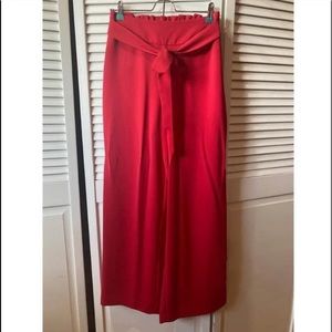 Forever 21 red tie belt wide leg pants